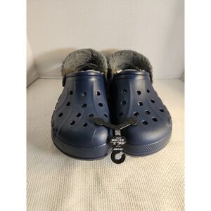 NWT Baya Sherpa Lined Crocs Clog Relaxed Fit Navy Gray Men' 6 Women 8 Authentic